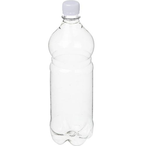 Бутылка ПЭТ 1 л (б/цв.) круглая 28 мм с белой крышкой